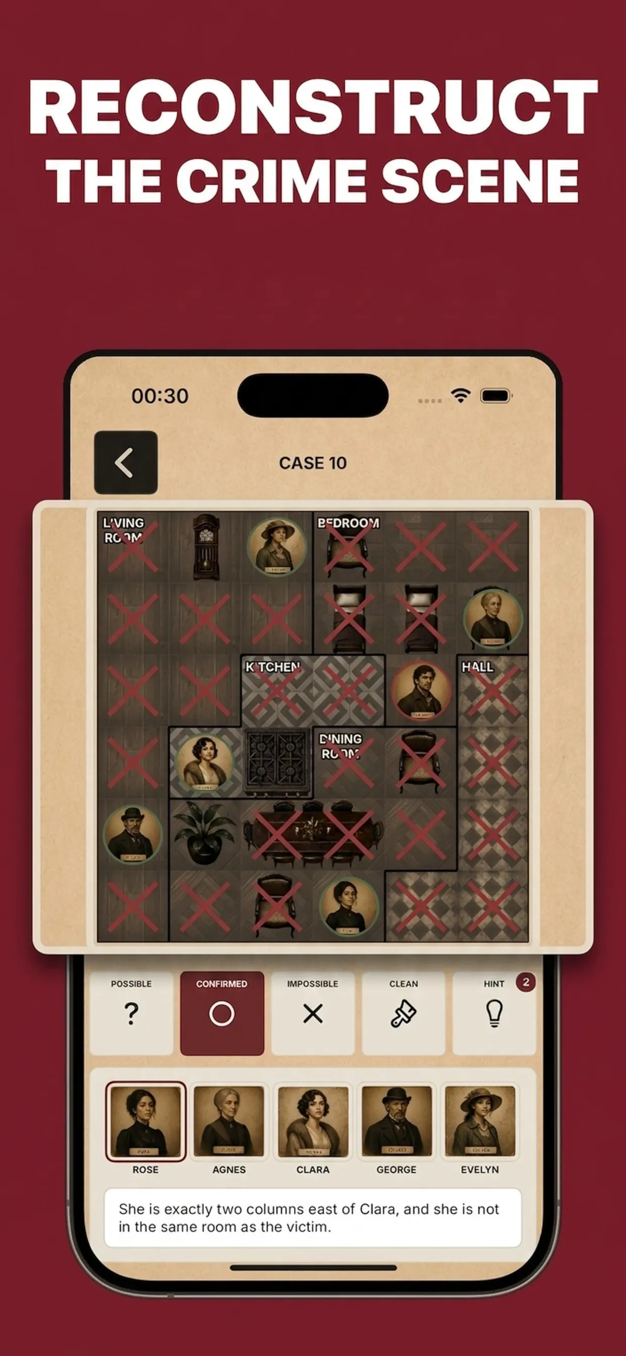Reconstructing a crime scene in a logic grid puzzle